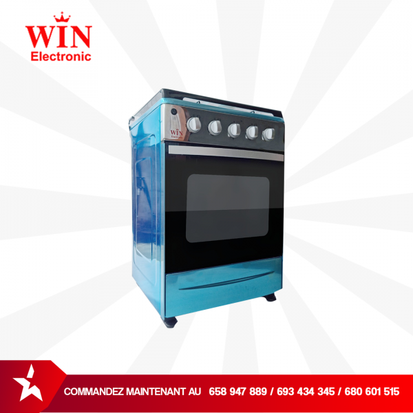 Cuisinière 4 Feux Gaz allumage Automatique, Sécurité Gaz, Couvercle en Verre, 1 an garantie – Image 2