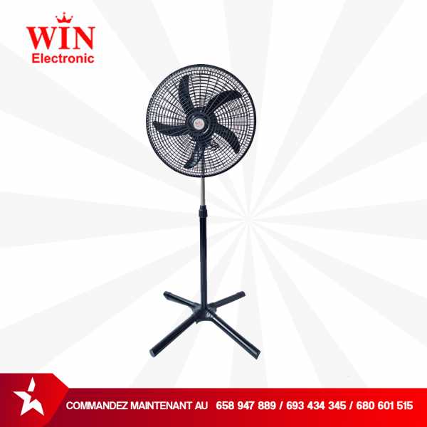 Ventilateur sur pied 16 pouces -STARSAT- Noir- hélices noires – Garantie